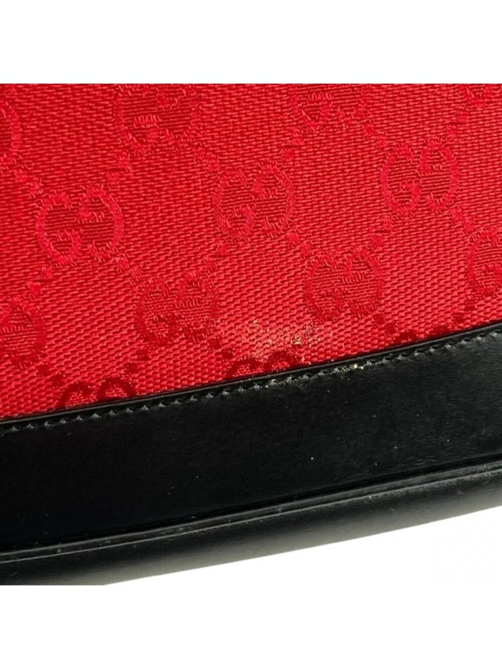 Gucci Jackie Shoulder Bag GG Canvas Leather Red Black Silver - Picture 12 of 13
